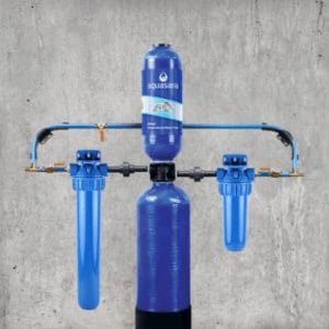 quasana EQ-1000 Rhino system with dual-tank configuration and bypass valves.