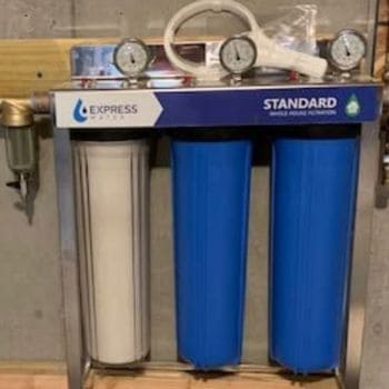 Express 3-stage water filtration system installed in the basement