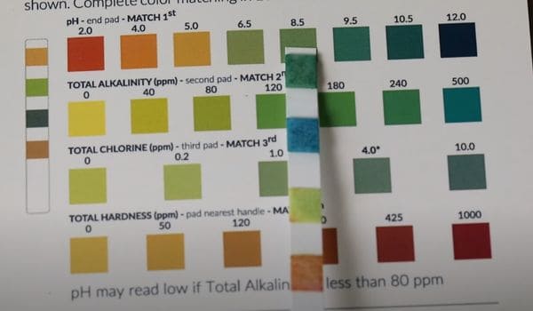 Using water test strips to check for Chlorine