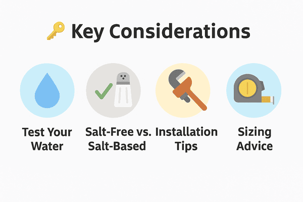 This image describes with icons the key considerations in they buying process.