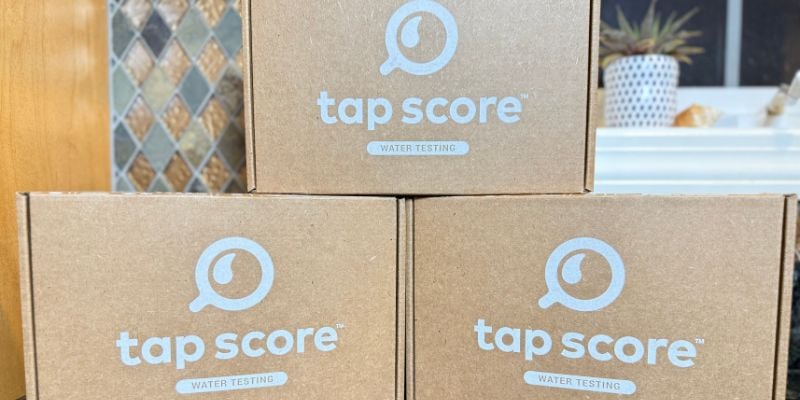 Tap Score kits used for independent lead reduction testing across filter types