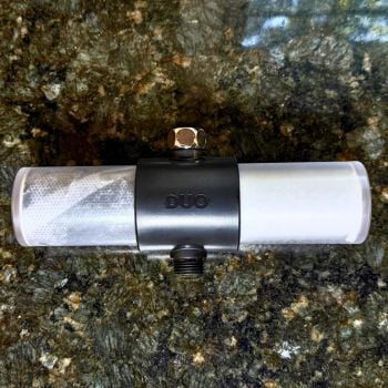 Top view of Weddell Duo Shower Filter showing dual cartridge design